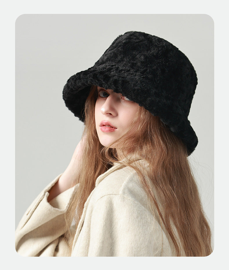 Adiffu Women's Warm Winter Bucket Hat Fluffy Hat