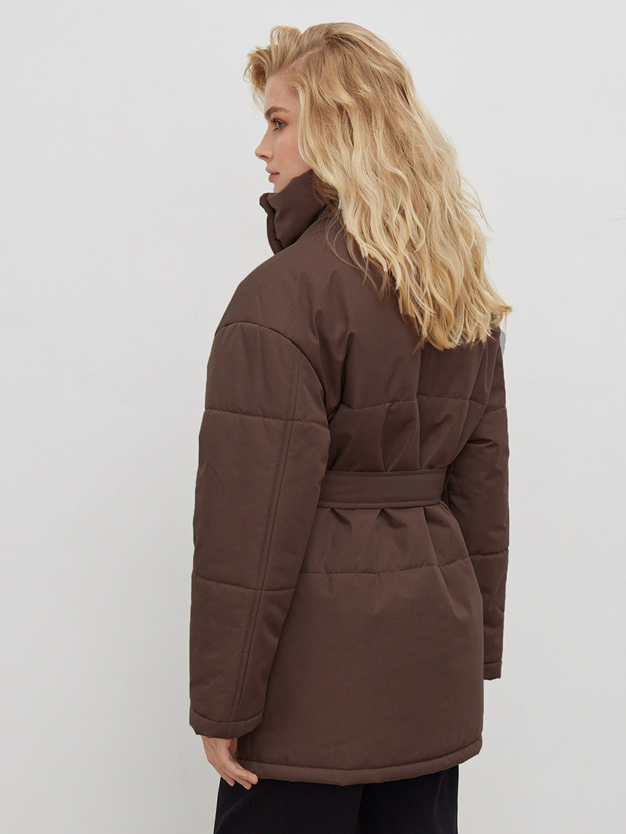 Adiffu Mid-length Stand-up Collar Padded Jacket