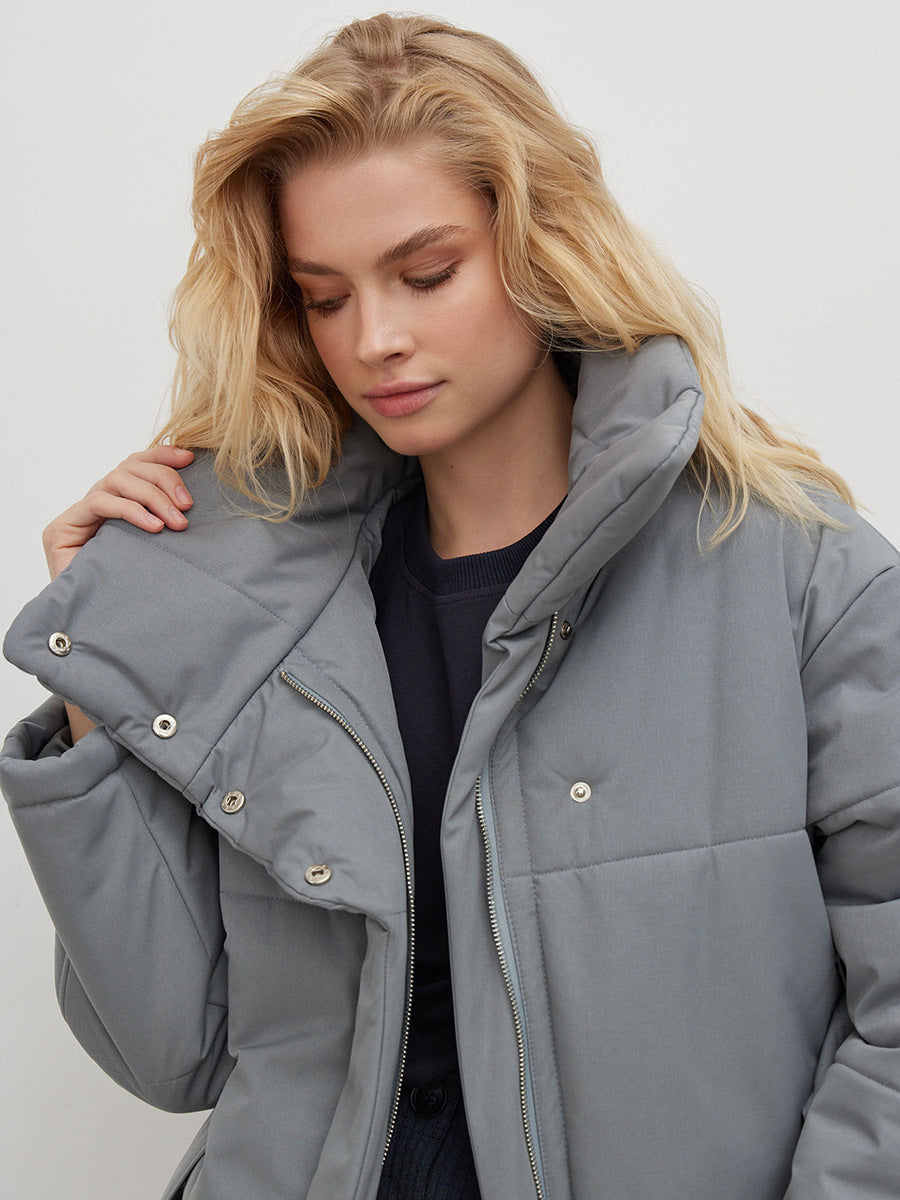 Adiffu Mid-length Stand-up Collar Padded Jacket