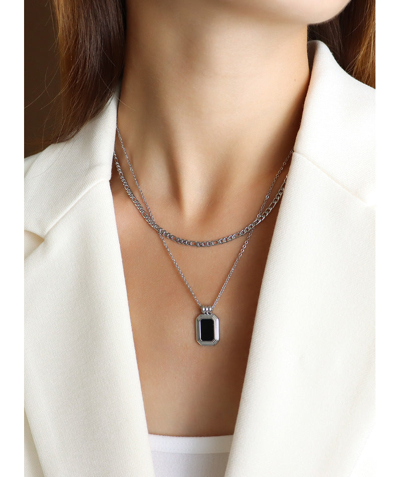 Adiffu French Double Clavicle Necklace For Women