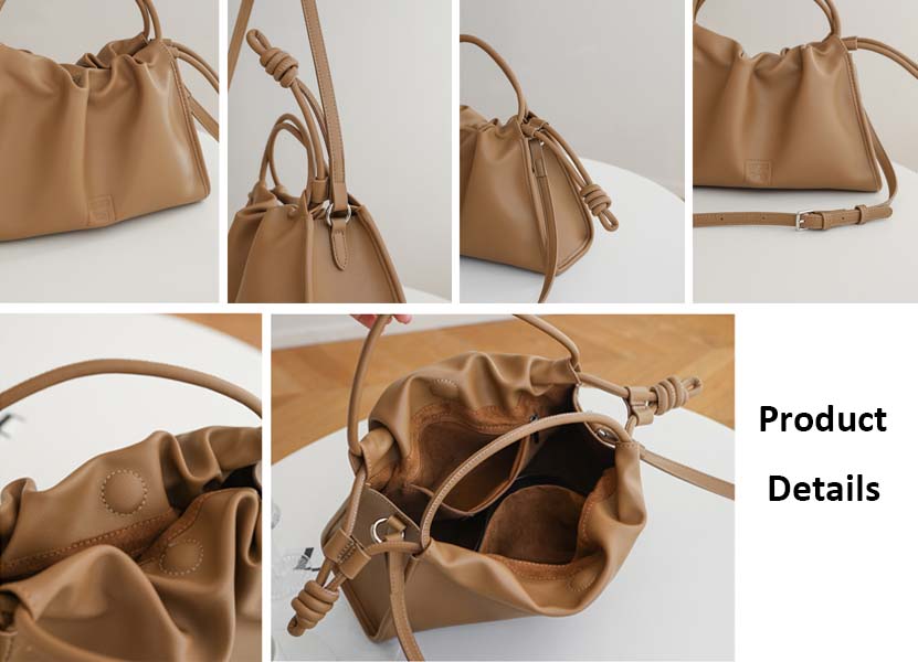 Adiffu Crossbody Pleated Cloud Tote