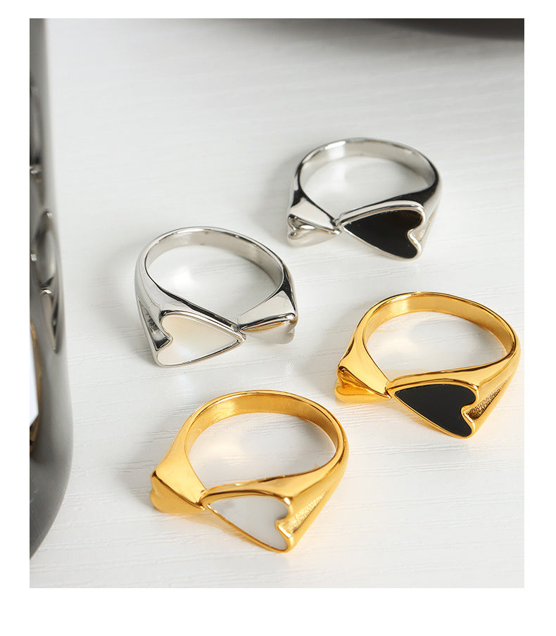 Adiffu Small And Large Heart-shaped Couple Ring