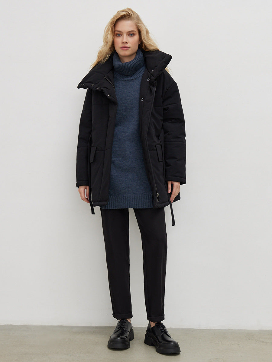 Adiffu Mid-length Stand-up Collar Padded Jacket