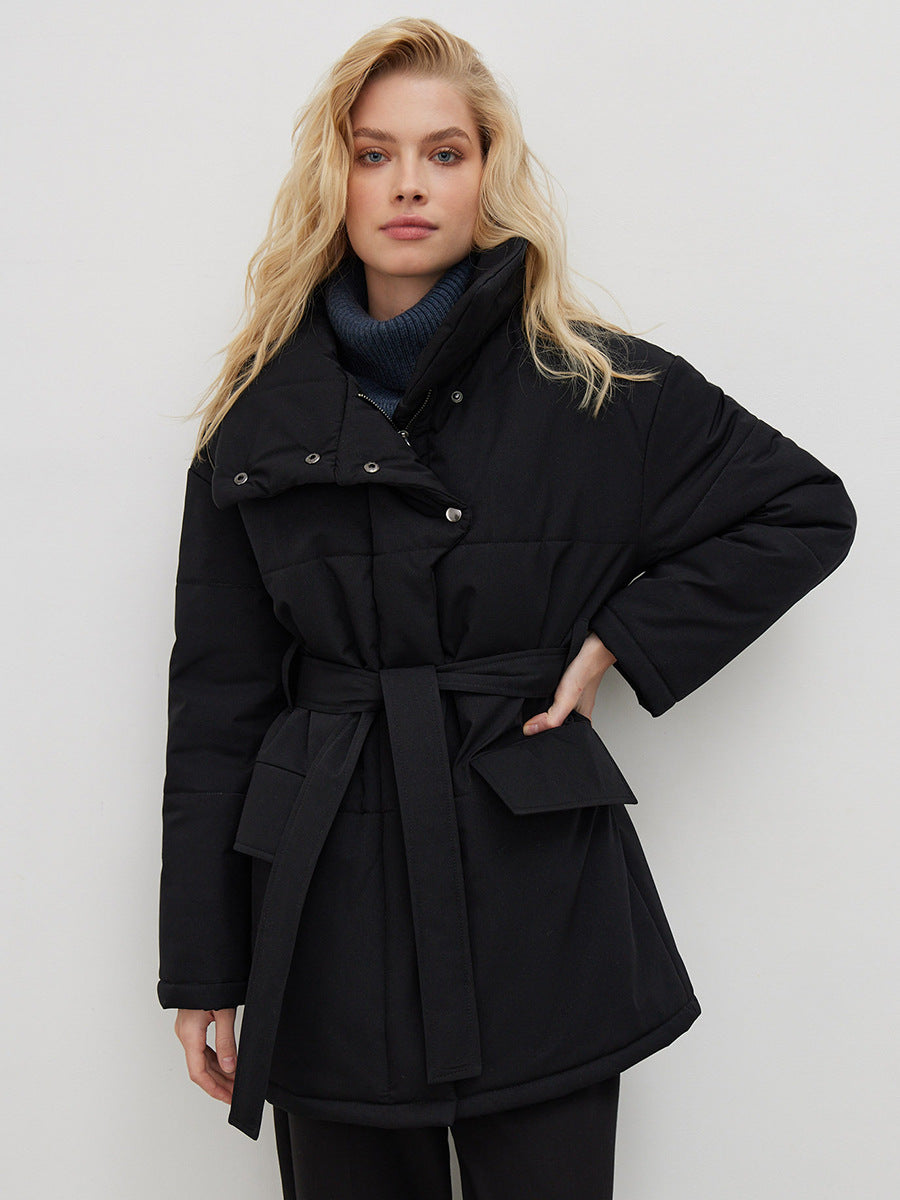 Adiffu Mid-length Stand-up Collar Padded Jacket