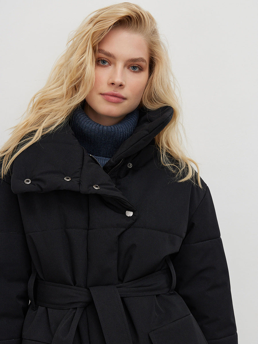 Adiffu Mid-length Stand-up Collar Padded Jacket