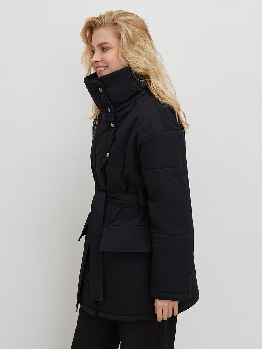 Adiffu Mid-length Stand-up Collar Padded Jacket