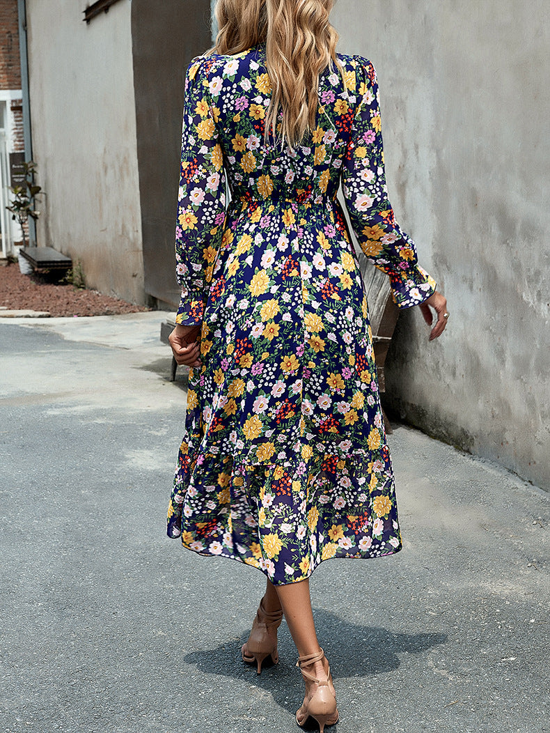 Adiffu Elegant V-neck Long Dress