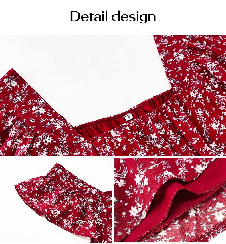 Adiffu Floral Square Collar Top