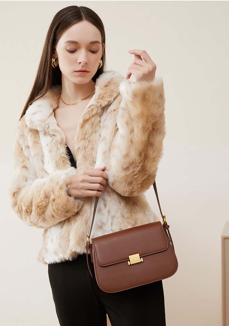 Adiffu Fashionable Leather Tofu Bag