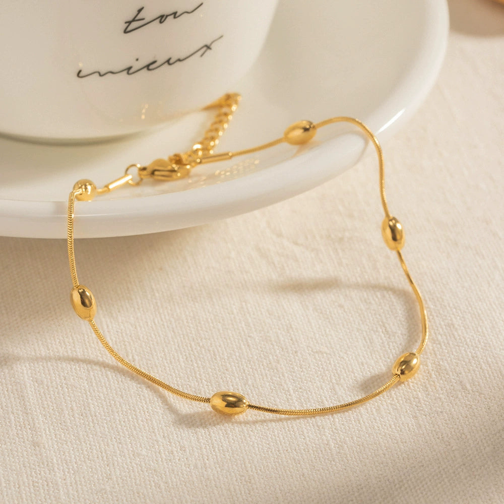 Boho Gold Seed Bead Beach Anklet for Women