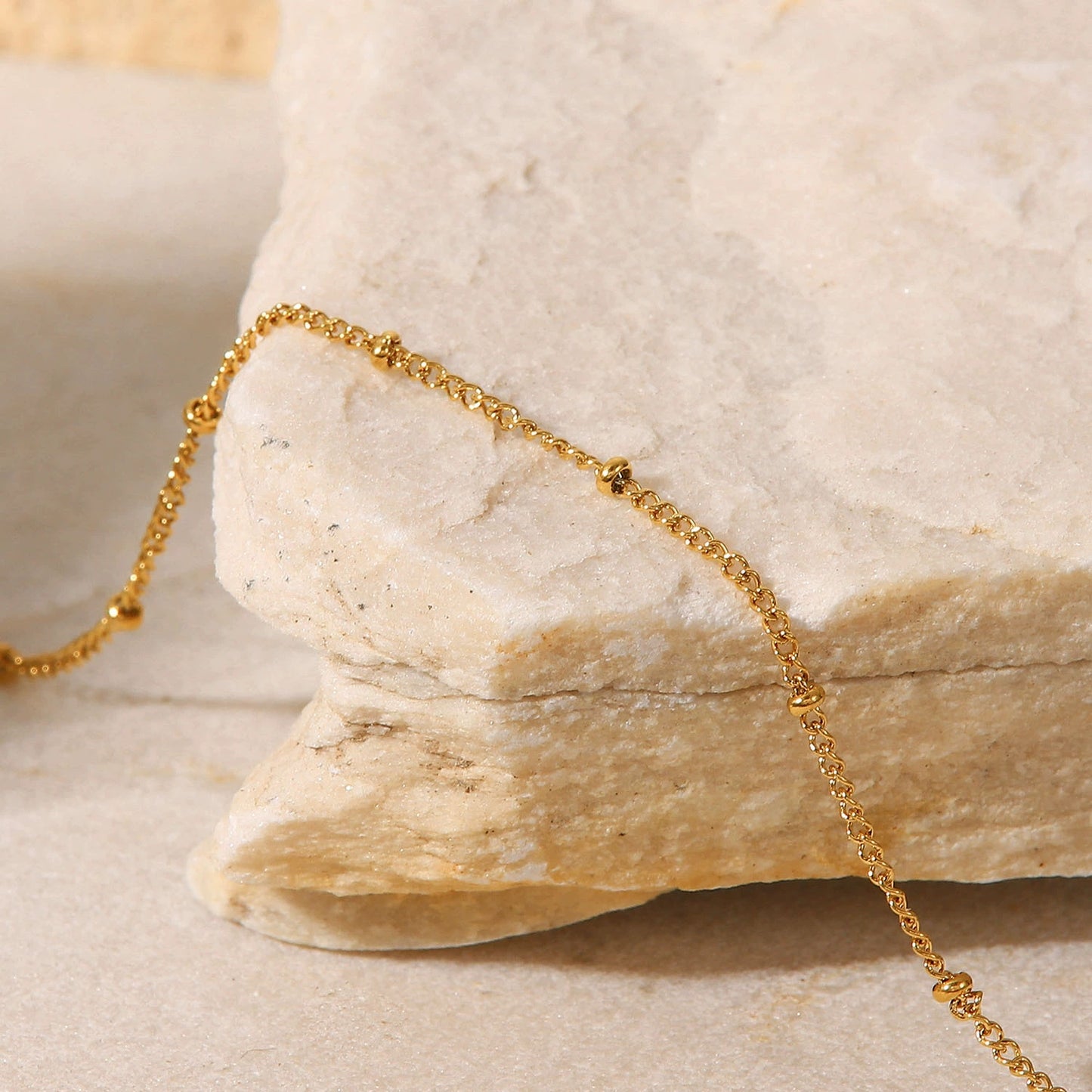 Delicate Gold Beaded Anklet-Elegant Stainless Steel Foot Jewelry