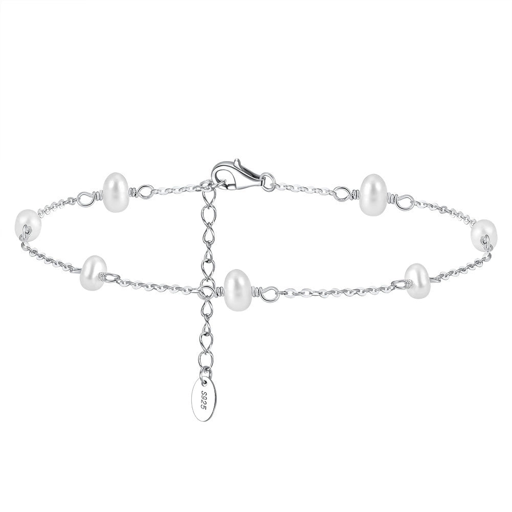 Luna Baroque Pearl Anklet-S925 Sterling Silver