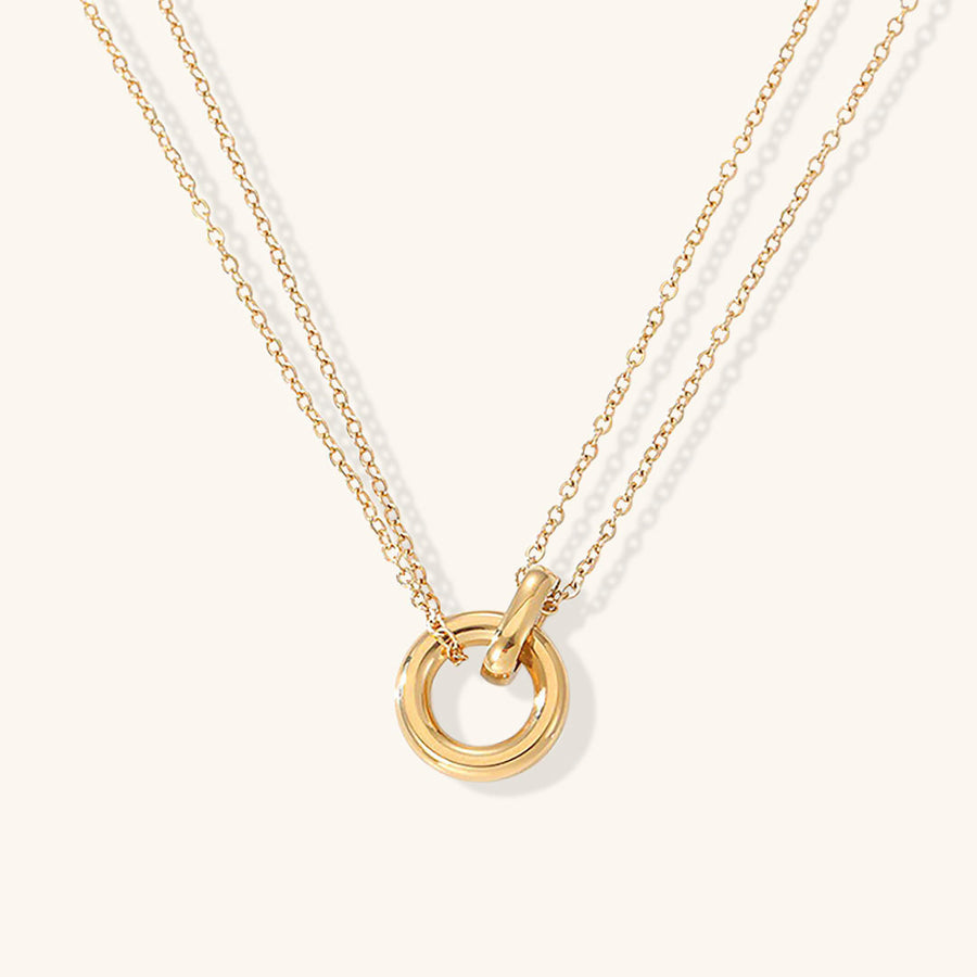 Adiffu Geometric Circular Pendant Necklace