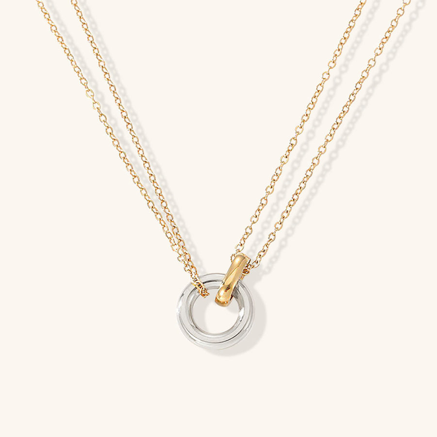 Adiffu Geometric Circular Pendant Necklace