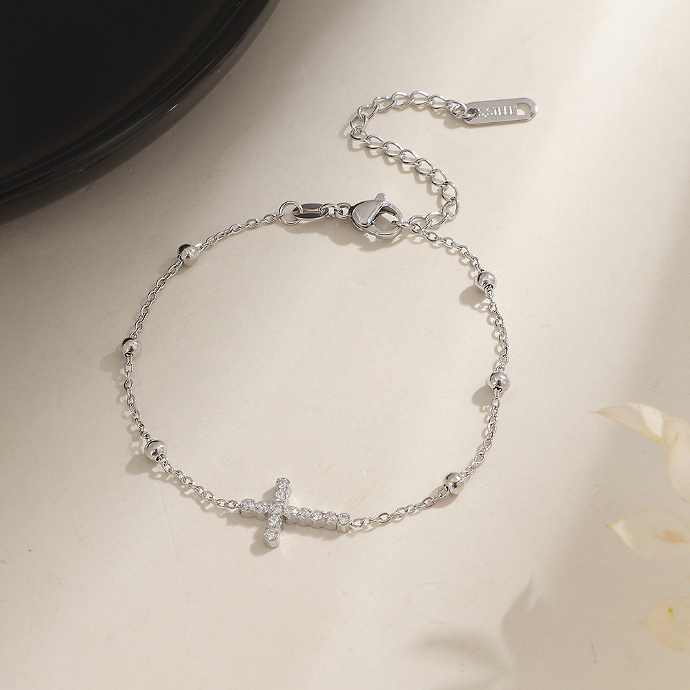 Bold Gold Plated Cross Charm Bracelet