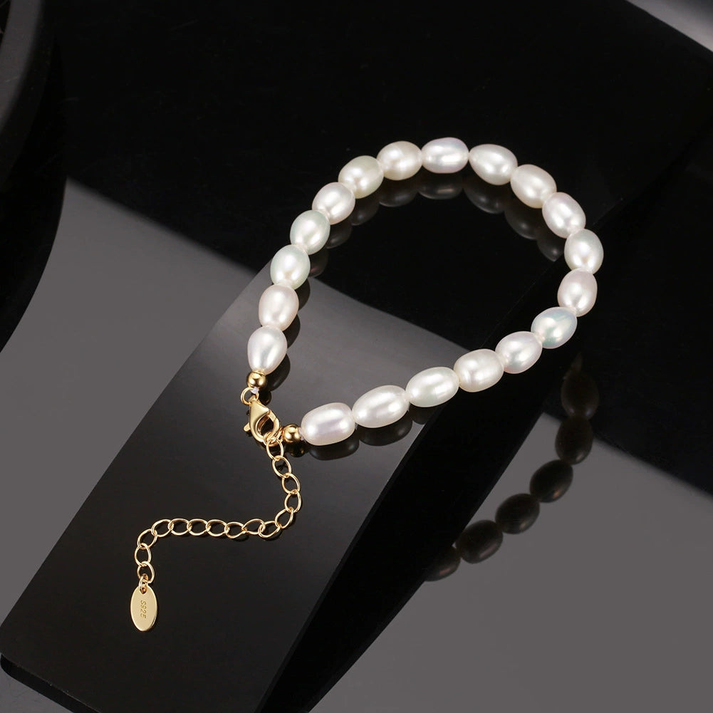 BaroqueLustre™ S925 Sterling Silver Natural Baroque Freshwater Pearl Adjustable Bracelet