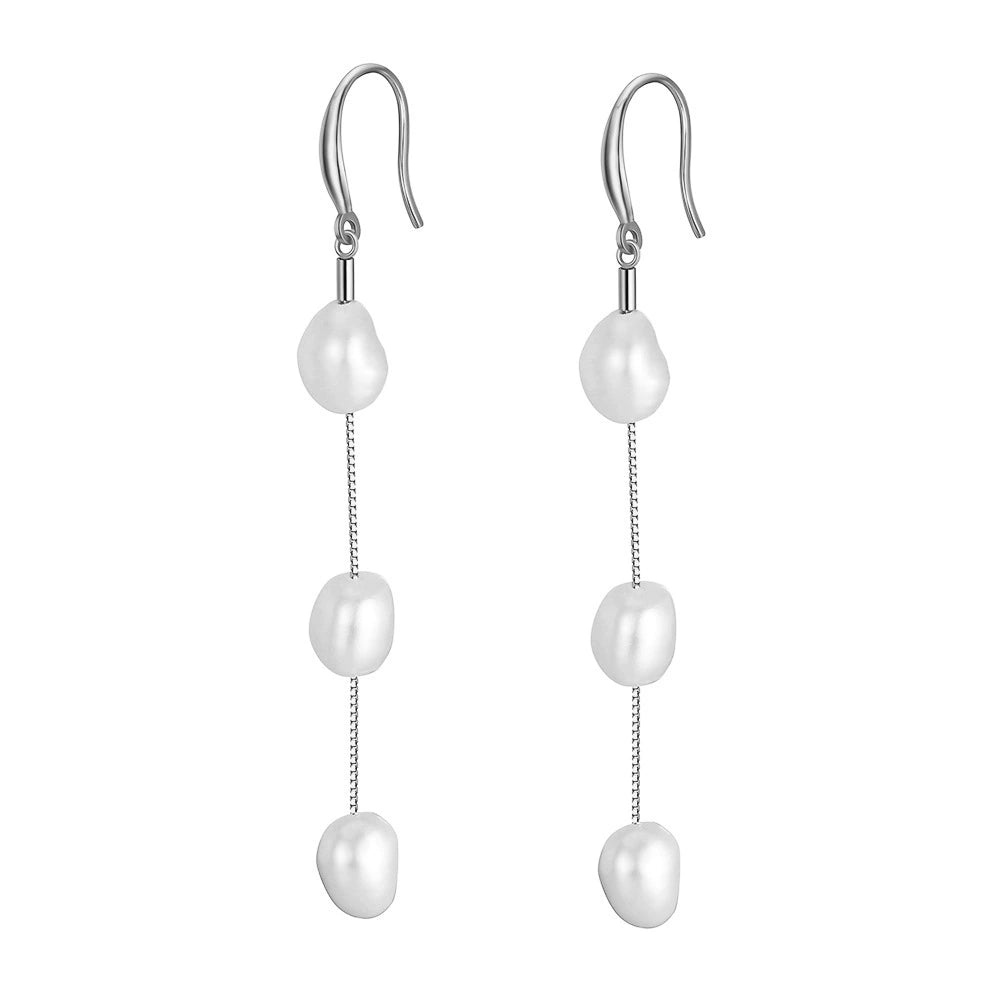 Seraphina Handmade Baroque Pearl Drop Earrings-S925 Sterling Silver