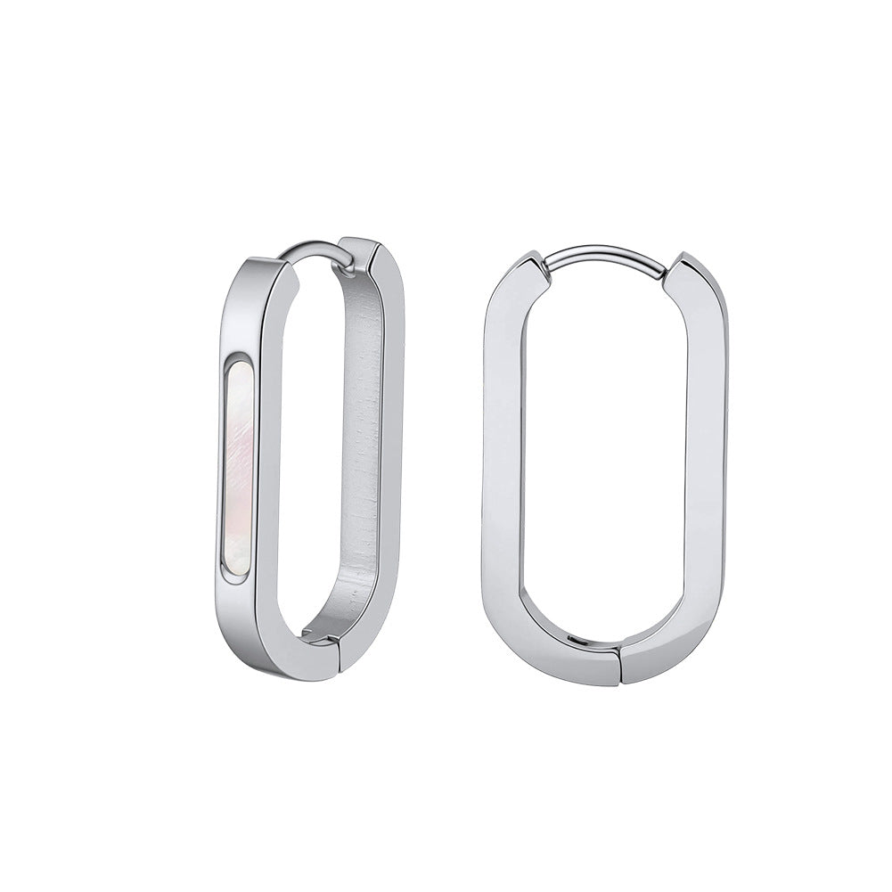 Urban Arc U-Shaped Hoop Earrings-Stainless Steel Minimal Geometric