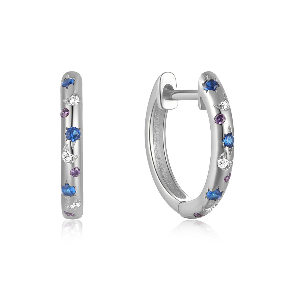 Celestial Star & Moon Hoop Earrings-S925 Sterling Silver