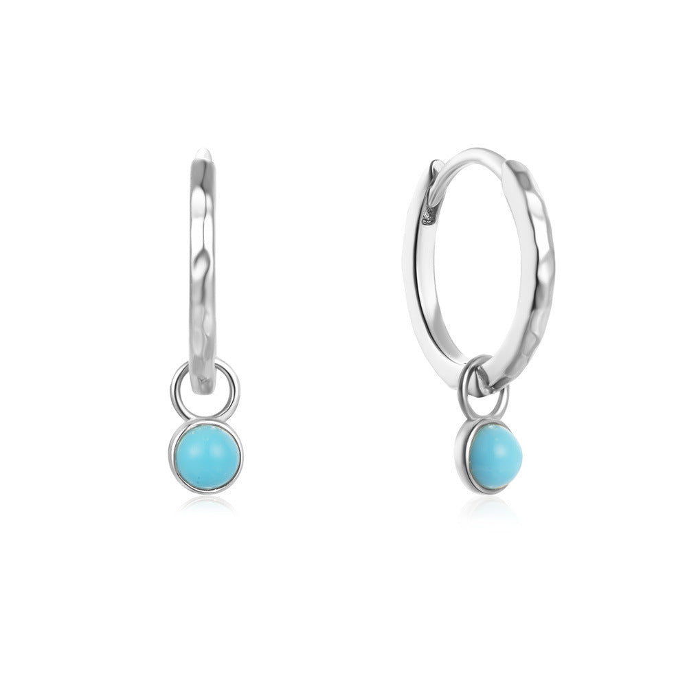 Ocean Aura Turquoise Hoop Earrings-925 Sterling Silver