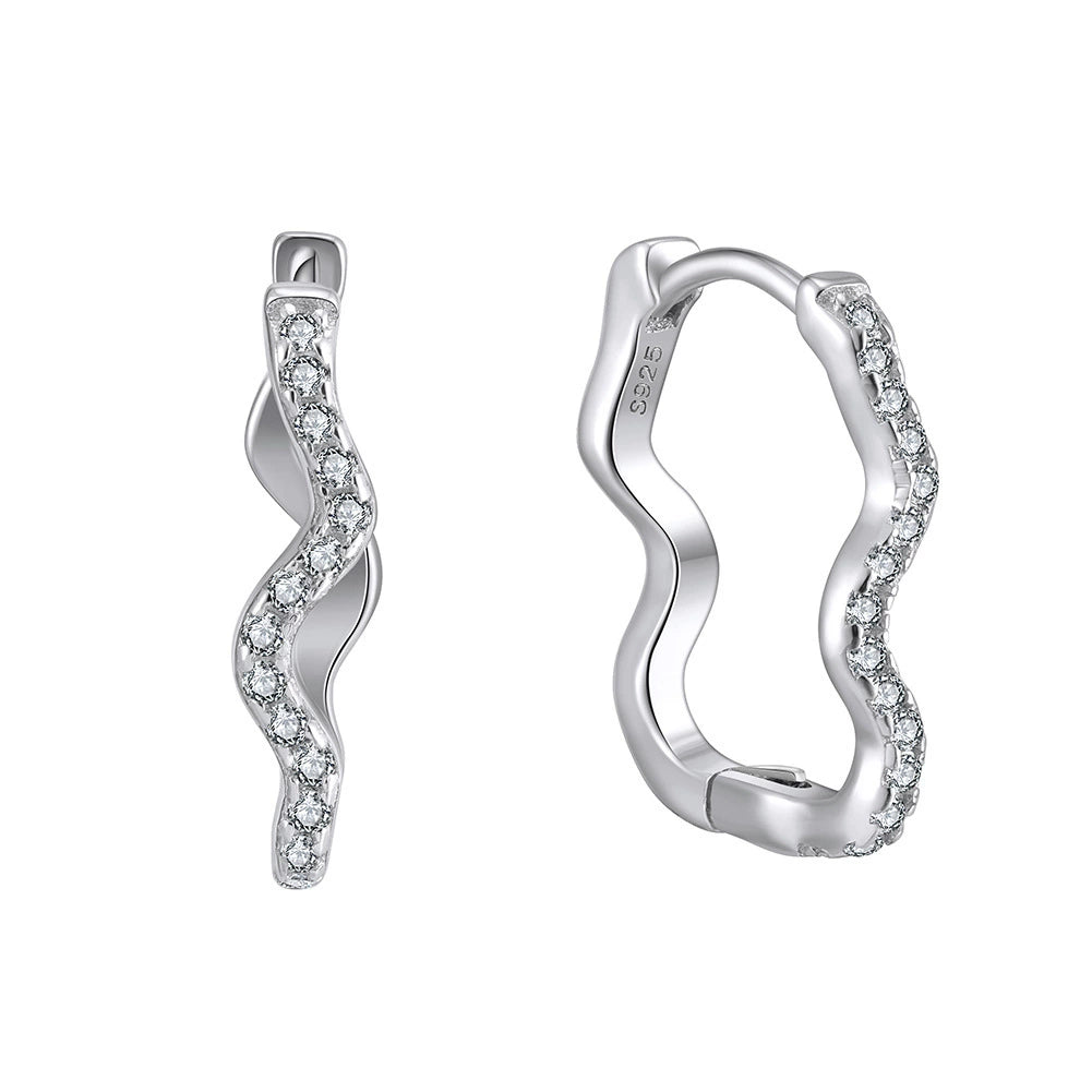 Liora Wave Zircon Earrings-S925 Sterling Silver Minimalist Elegance