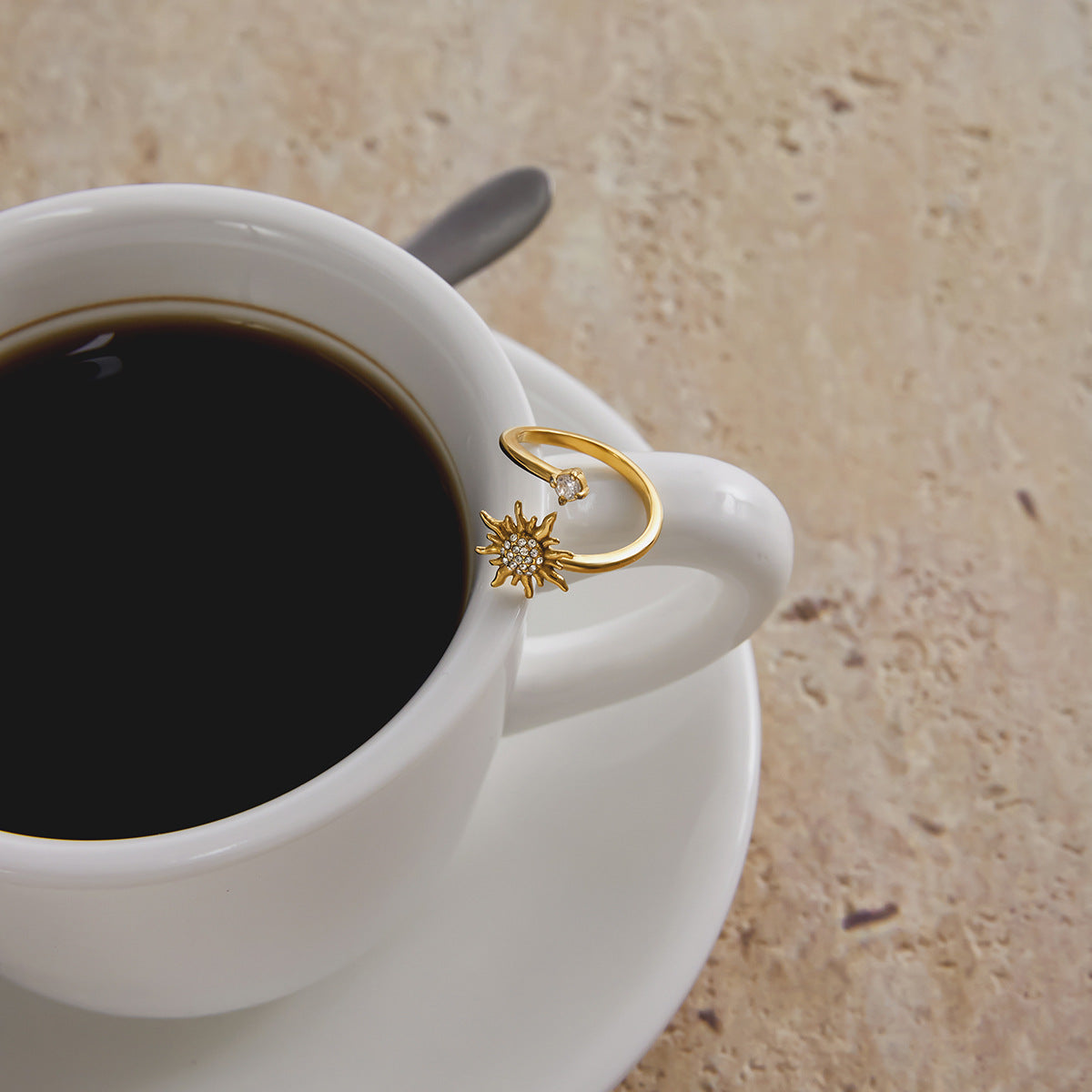 SolarGlow Geometric Open Sun Ring