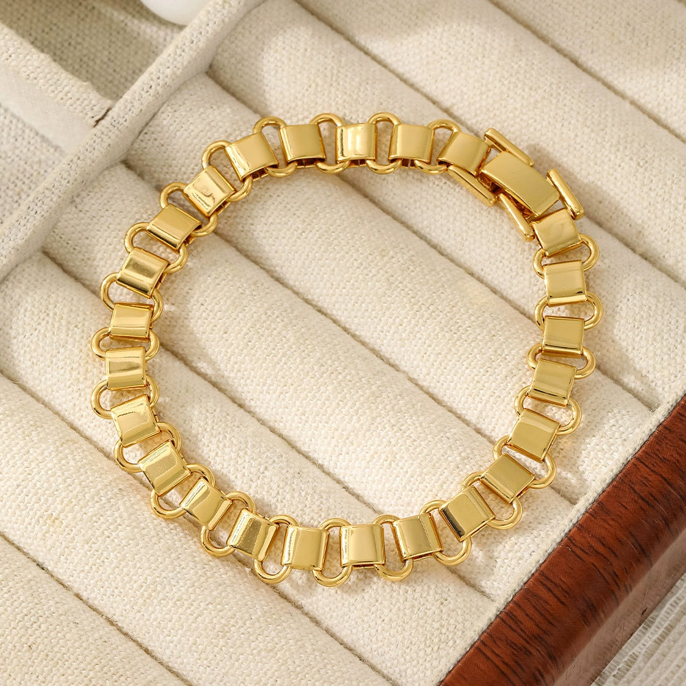 Adiffu Geometric Circular Metal Bracelet with Metal Bands