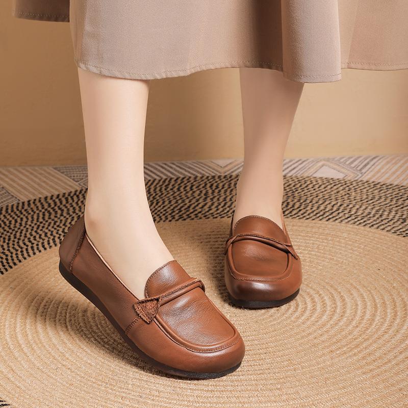 Adiffu Non-slip Breathable Comfortable Leather Soft Soled Single Shoes
