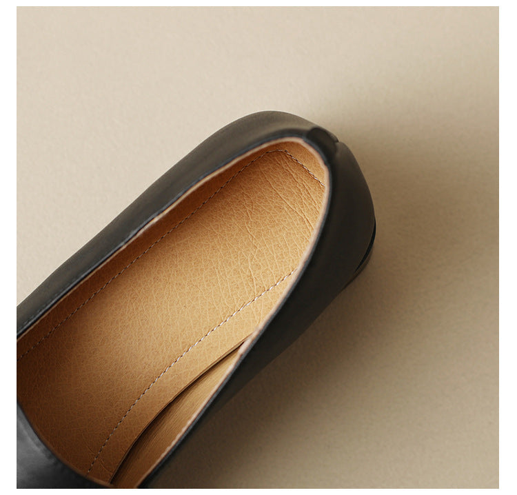 Adiffu Retro Square-Toe Loafers for Women, Vintage Casual Office Work Shoes for Everyday Wear