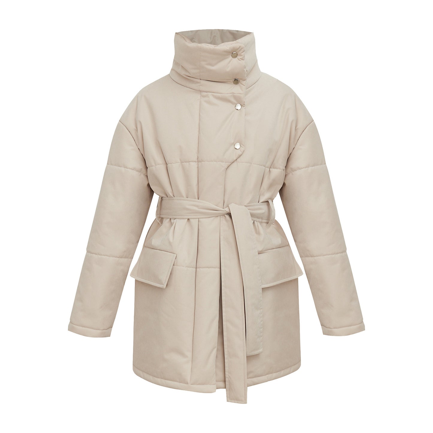 Adiffu Mid-length Stand-up Collar Padded Jacket