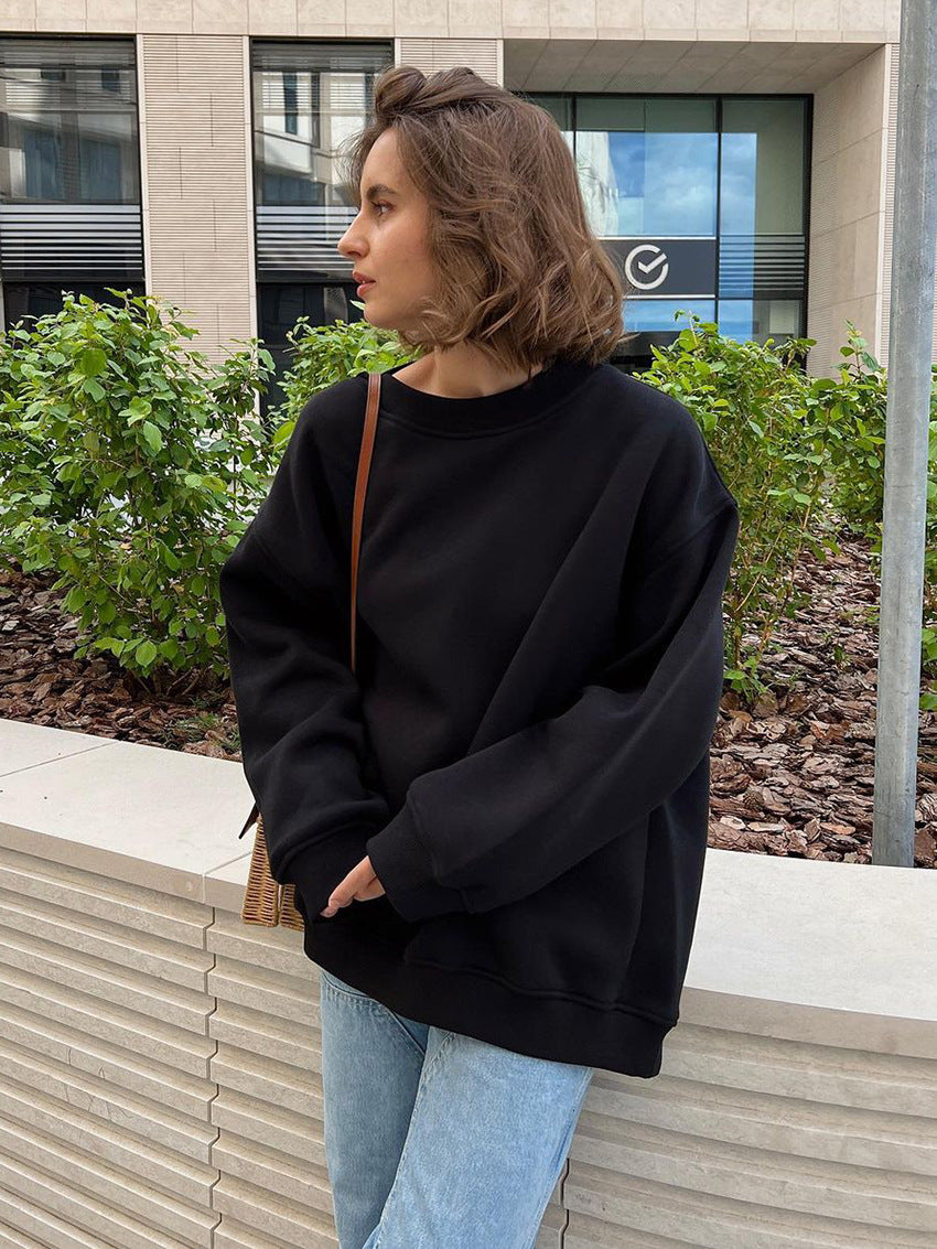 Adiffu Loose Round Neck Pullover Sweatshirt