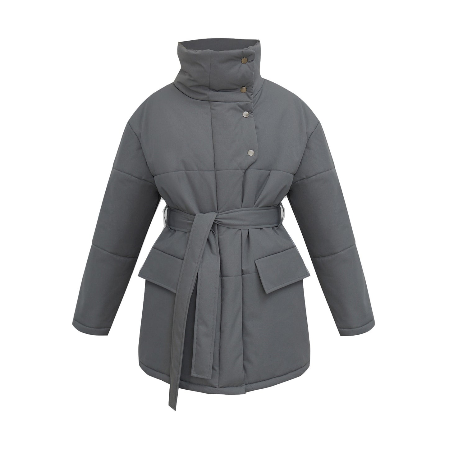 Adiffu Mid-length Stand-up Collar Padded Jacket