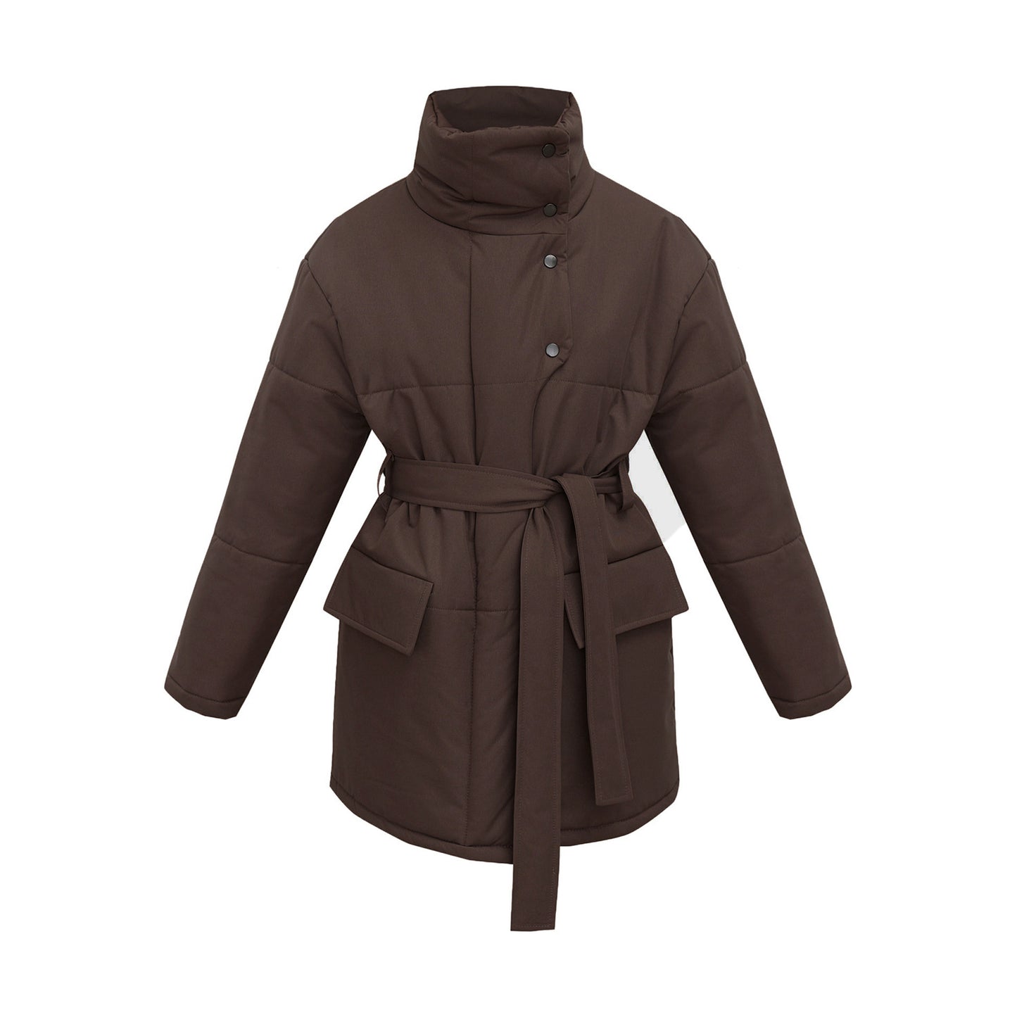 Adiffu Mid-length Stand-up Collar Padded Jacket