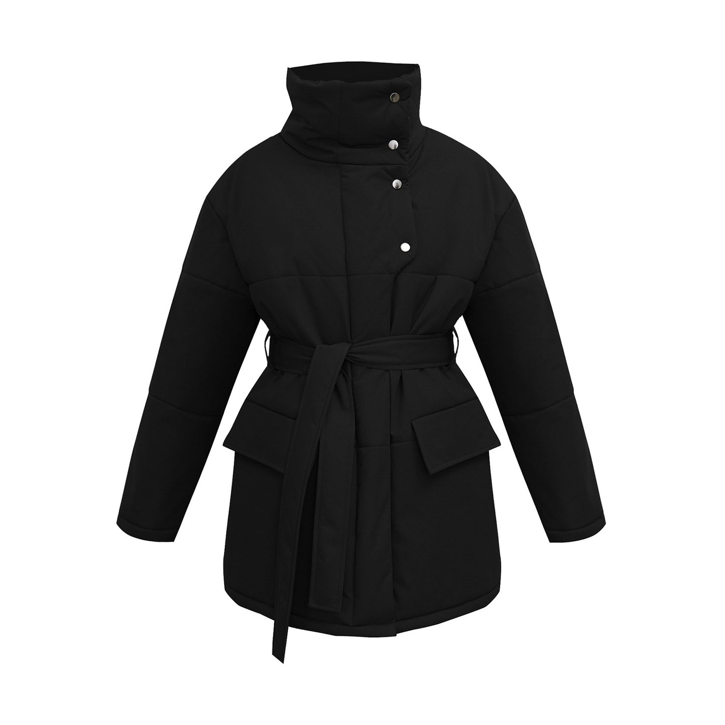 Adiffu Mid-length Stand-up Collar Padded Jacket