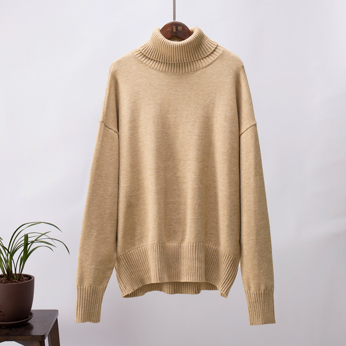 Adiffu Autumn Winter Solid Color Loose Knitted Sweater