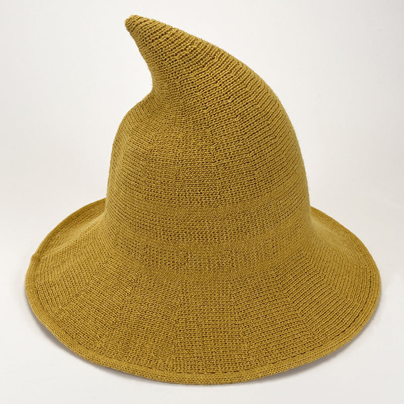 Adiffu Halloween Witch Hat With Large Brim Knitted Party Cosplay Hat