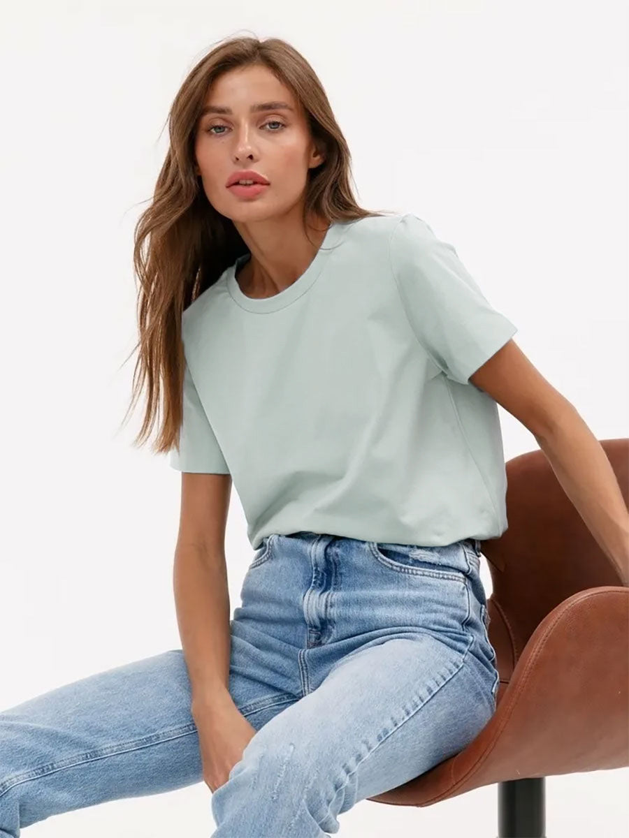 Adiffu Fashion Casual Solid Color Round Neck Short-sleeved T-shirt