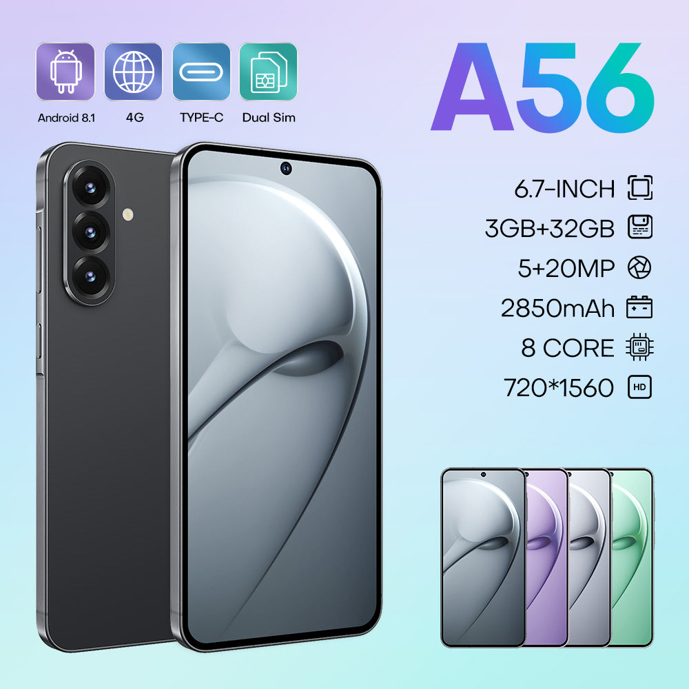 4G network new popular wireless charging A56 phone 3+32GB 6.75-inch Android smartphone