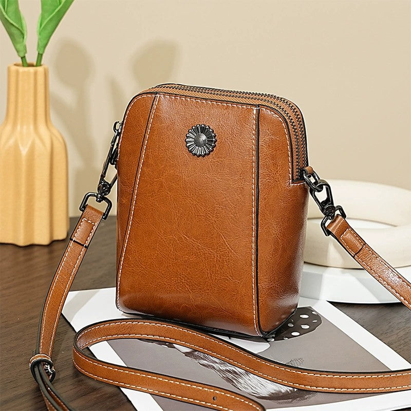 Adiffu Stylish Casual Genuine Leather Mobile Phone Bag