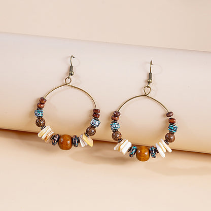 Adiffu European and American Fashion Bohemian Style Handmade Bead Earrings
