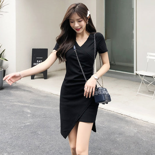 Adiffu French Irregular Slim Dress