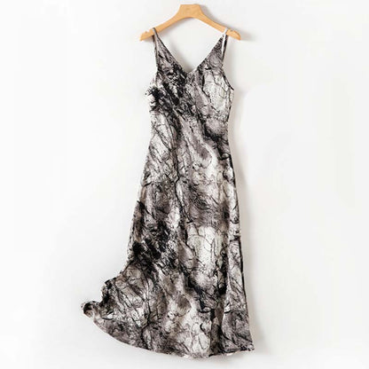 Adiffu Art Ink Style Print Halter Dress