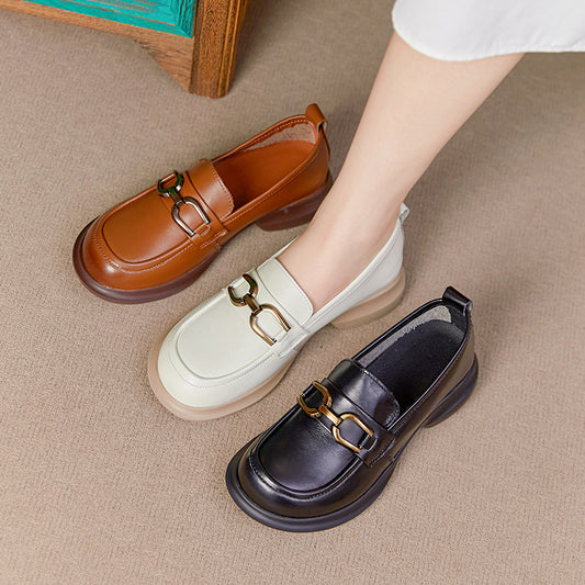 Adiffu Vintage Women's Leather Loafers