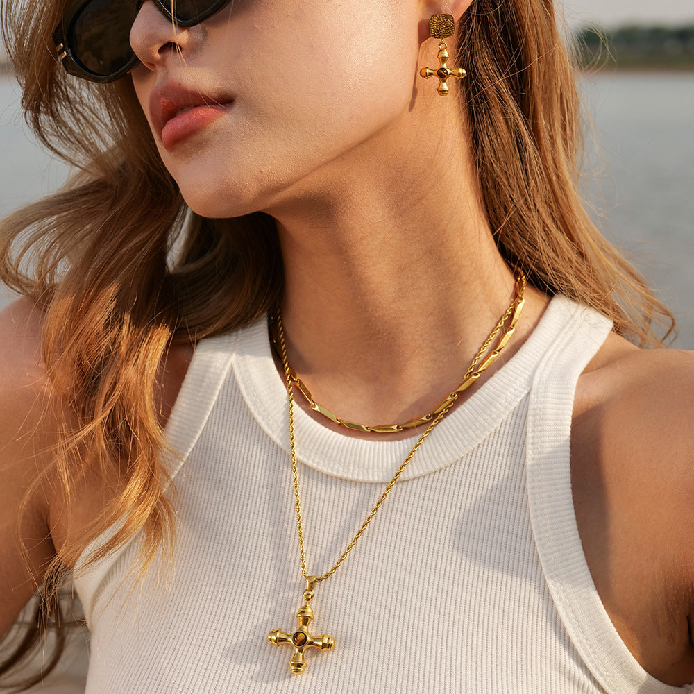 Adiffu Cross Gold Necklace