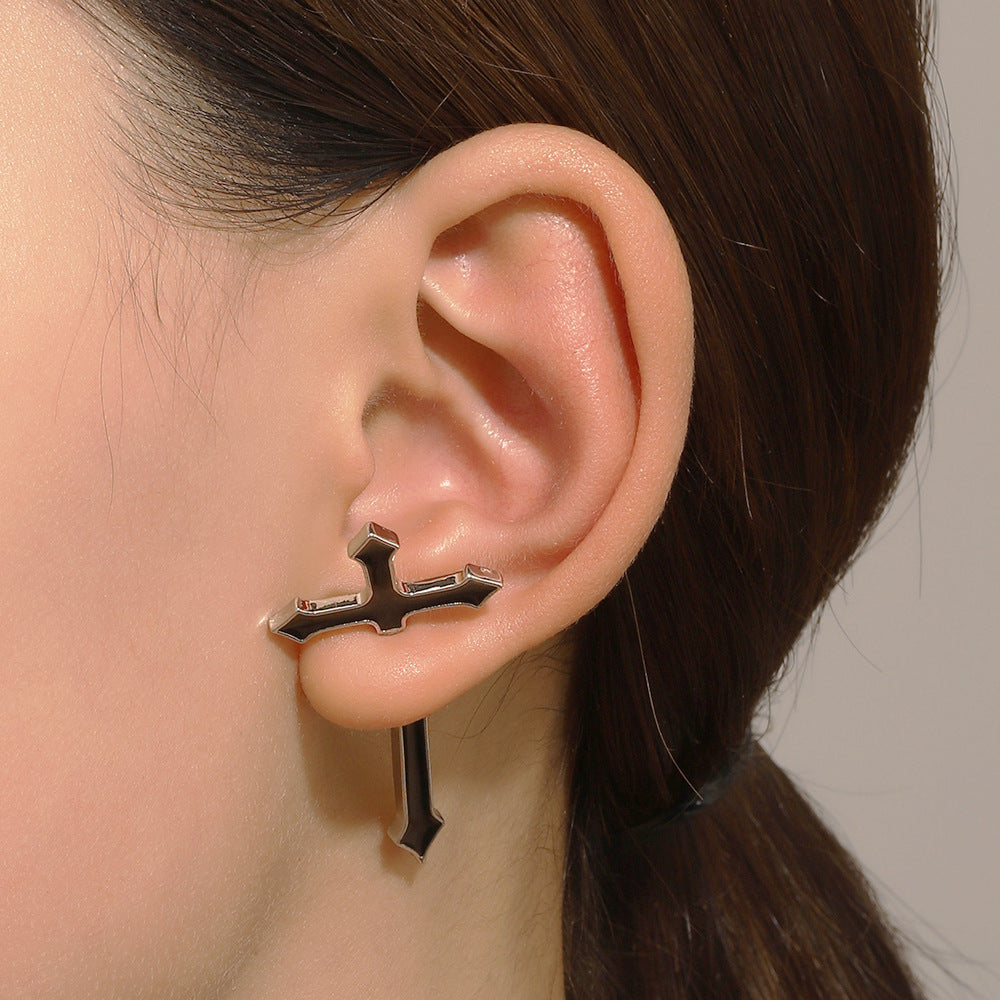 Adiffu Single Gothic Dark Cross Piercing Earring