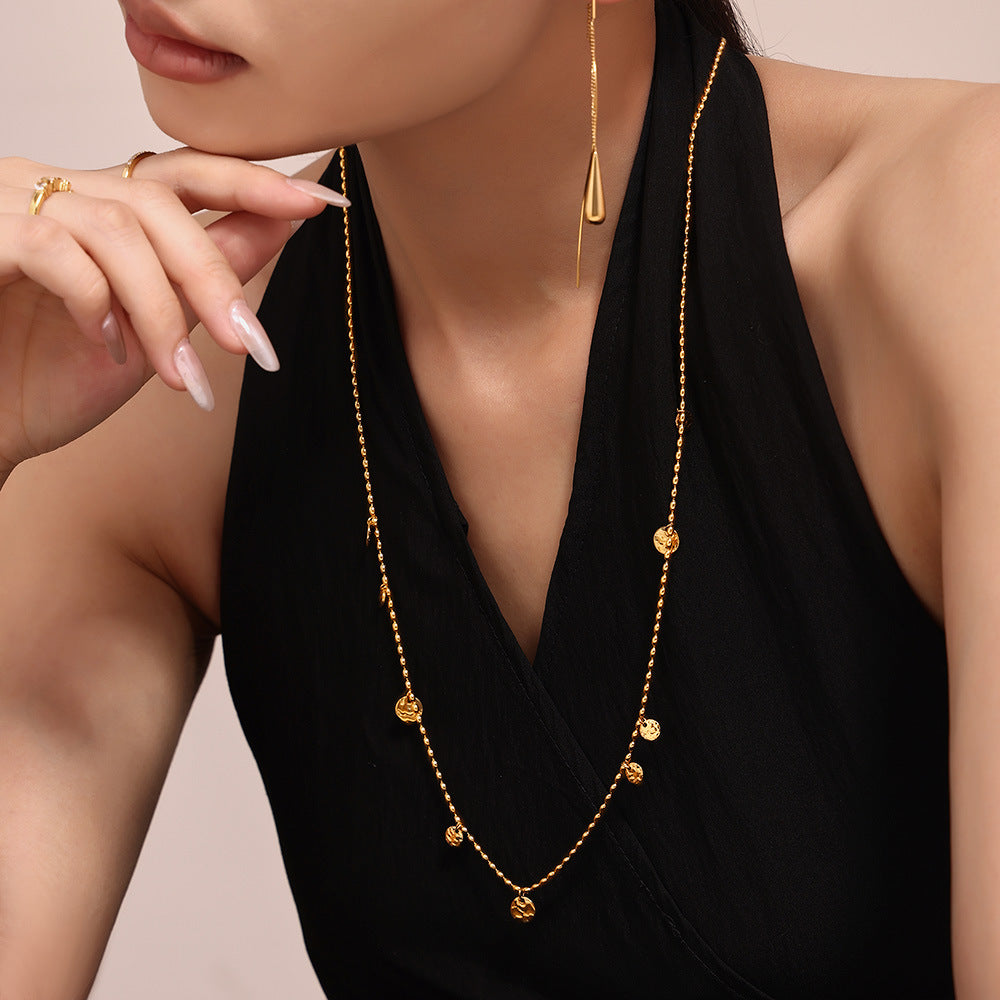 Geometric circle piece fringe pendant necklace