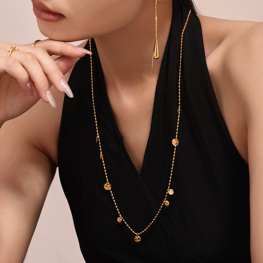 Geometric circle piece fringe pendant necklace