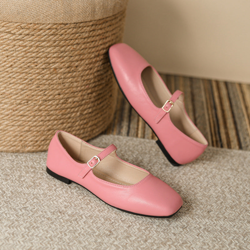 Adiffu French Soft Leather Maryjane Flats