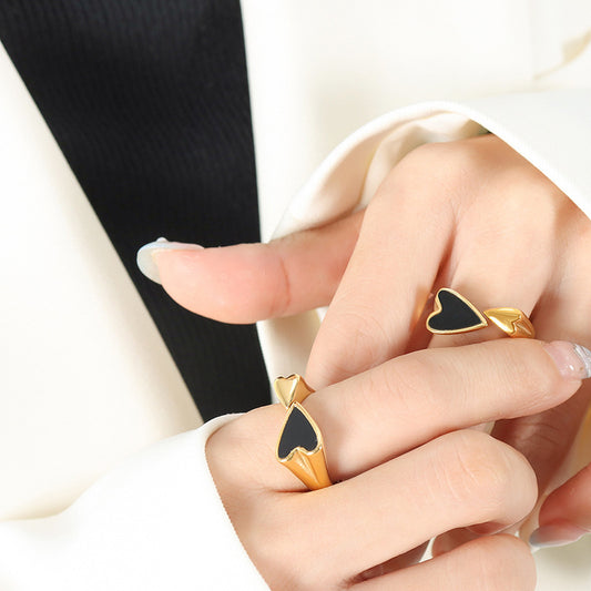 Adiffu Small And Large Heart-shaped Couple Ring