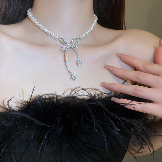 Radiant Diamond Bowknot Necklace
